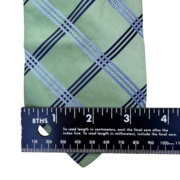 Tommy Hilfiger Mens Green & Blue Silk Plaid Necktie Adjustable Long Businesswear - Picture 8 of 8